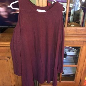 Maroon Open Shoulder Dress